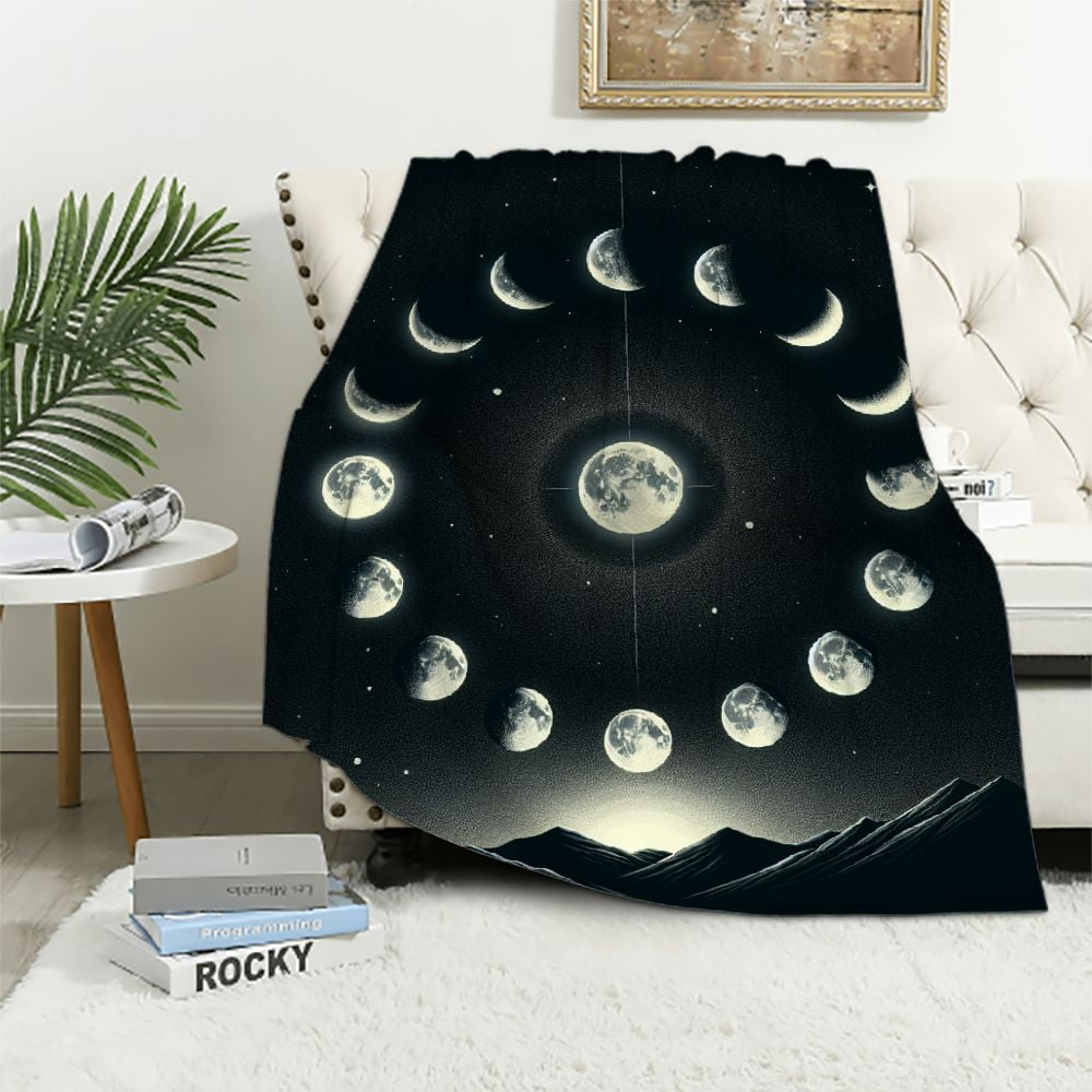 Nawypu Moon Blanket Throw Lunar Eclipse Blanket for Boys Girls Moon