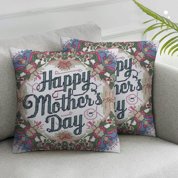 Nawypu Mother's Day Throw Pillow Covers 2pcs Happy Mother's Day Pillow Covers Tulips Floral Pillow Case Sofa Couch Living Room Bedroom Decortive Gift for Sofa Bed, Modern Couch Pillow Covers