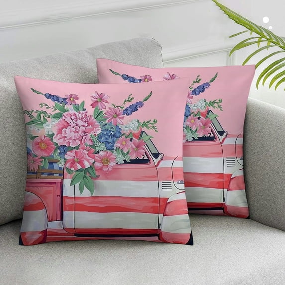Nawypu Mothers Day Pillow Covers 2pcs Mom Throw Pillow Covers Pink Carnation Floral Pillow Cases Cushion Covers Outdoor Sofa Couch Home Decorations Gift for Mother Mom Birthday 20x20in