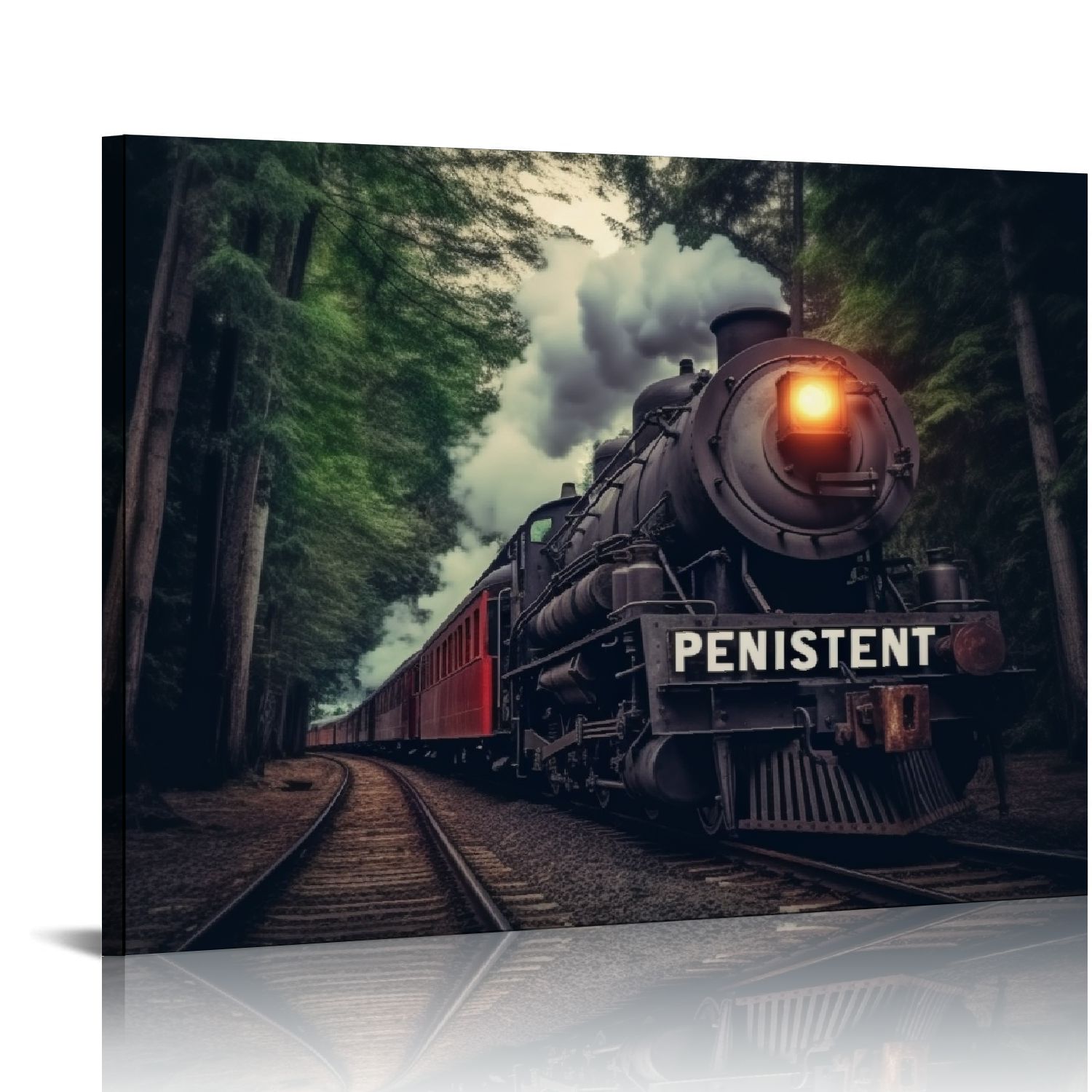 3D Woods Train Smoke 160 Vehicle Wall Murals