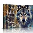 thumbnail image 1 of Nawypu Motivational Wolf Canvas Wall Art Christian Wolf Painting Wall Decor Framed Inspirational Wolves Posters Home for Living Room Bedroom Bathroom Decoration, 1 of 5