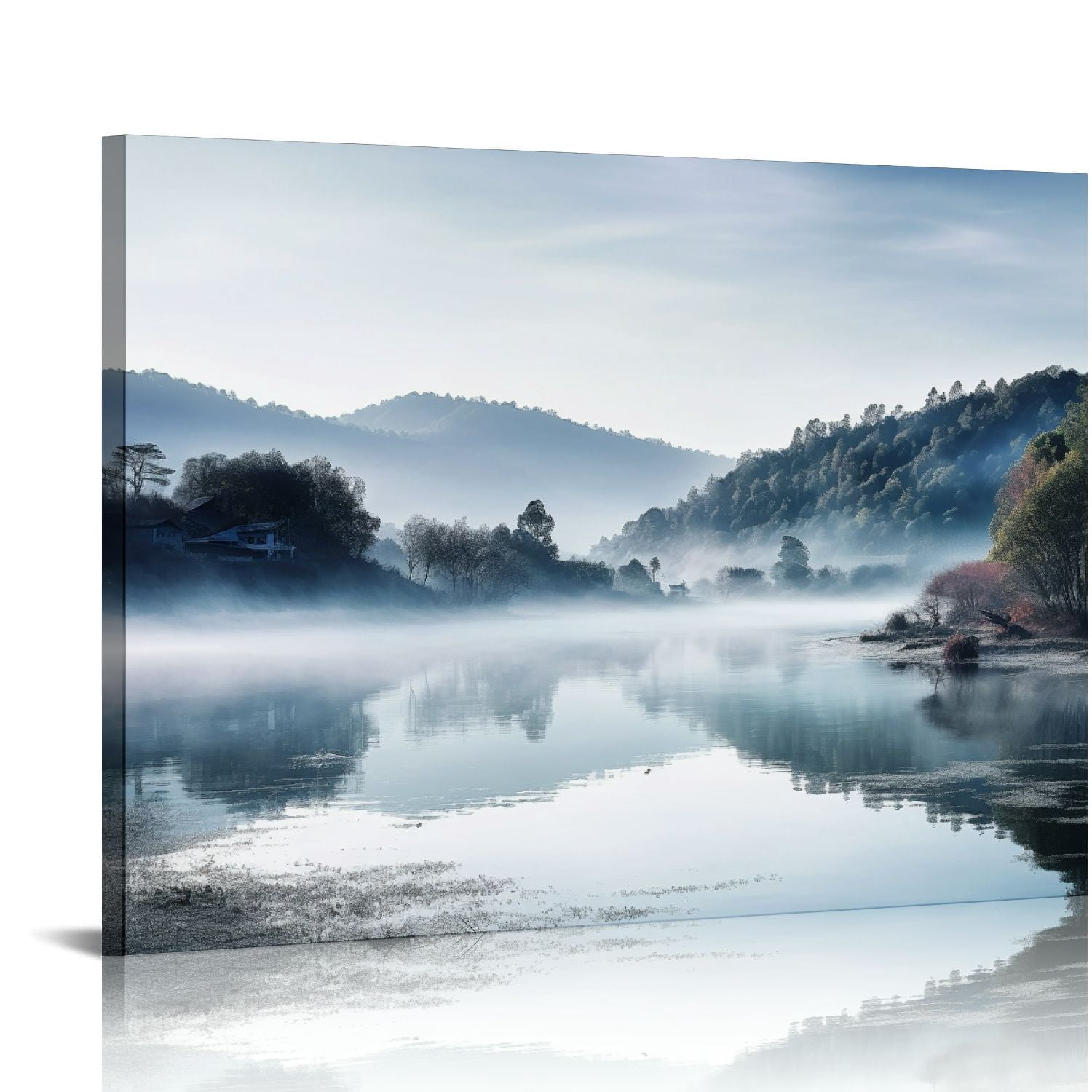 Nawypu Mountain Forest Wall Art Canvas - Nature Landscape Shadow Lake ...