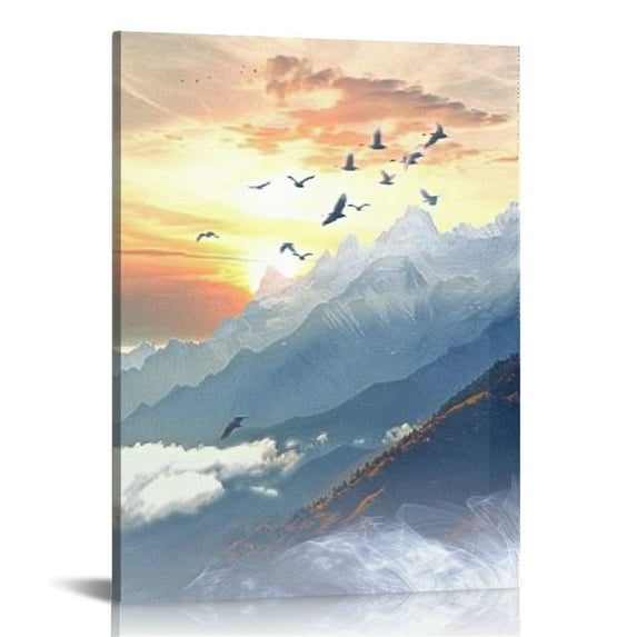 Nawypu Mountain Landscape Abstract Painting Canvas Wall Art For Living Room Bathroom Wall Decor For Bedroom Kitchen Artwork Canvas Prints Modern Framed Office Home Decorations Watercolor Picture