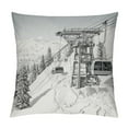 thumbnail image 1 of Nawypu  Mountain Ski Lift Throw Pillow Case Sketch White Wintertime Snow Landscape Resort Pillow Cushion Covers Home Sofa Decorative, 1 of 5