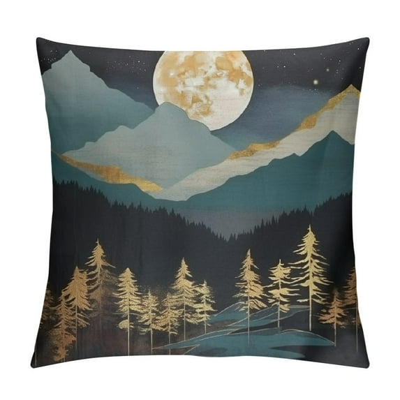 Nawypu Mountain Throw Pillow Covers,Tree Pillow Cover Decorative Pillows Nature,Yellow Blue Black Camping Pillow Covers for Couch Sofa Cabin Decor Forest Pillow Case,Pillow Mountains