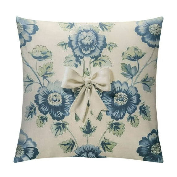 Nawypu , Mughal Flower Pillow Cover 18 x 18 Inch Chinoiserie Blue Floral Throw Pillow CoverBlue and White Pillow Case Covers Cushion for Couch Sofa Living Room