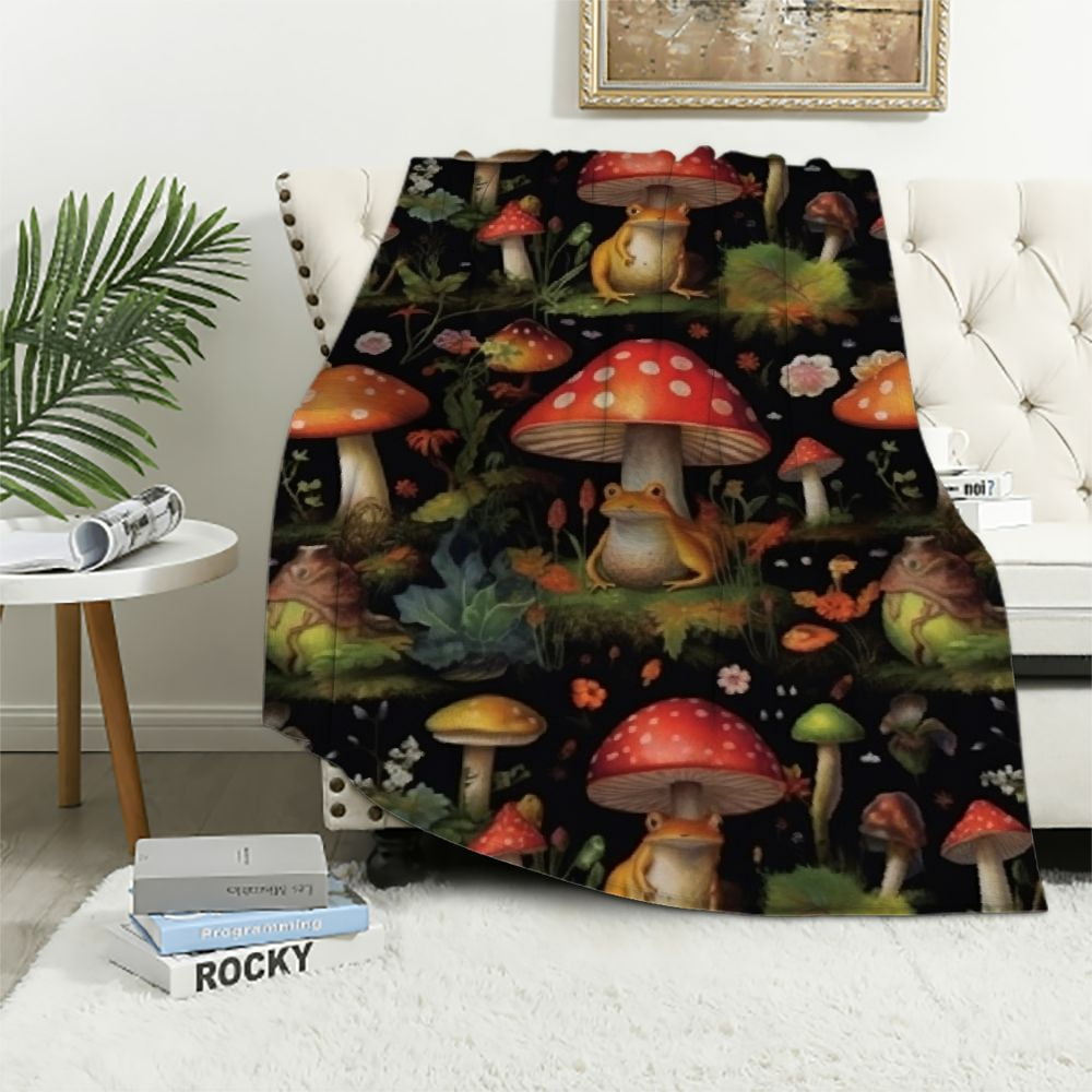 Nawypu Mushroom Blanket Mushroom Gifts for Women Men Kids Frog Blanket ...