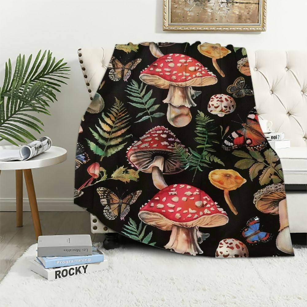 Mushroom and Mystic Eye Throw Blanket