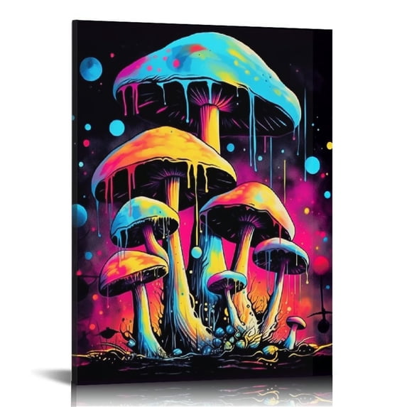Nawypu Mushroom Wall Art Mushroom Pictures Wall Decor Graffiti Forest Canvas Prints Framed Artwork Paintings Home Office Decorations For Bathroom Kitchen Bedroom Living Room