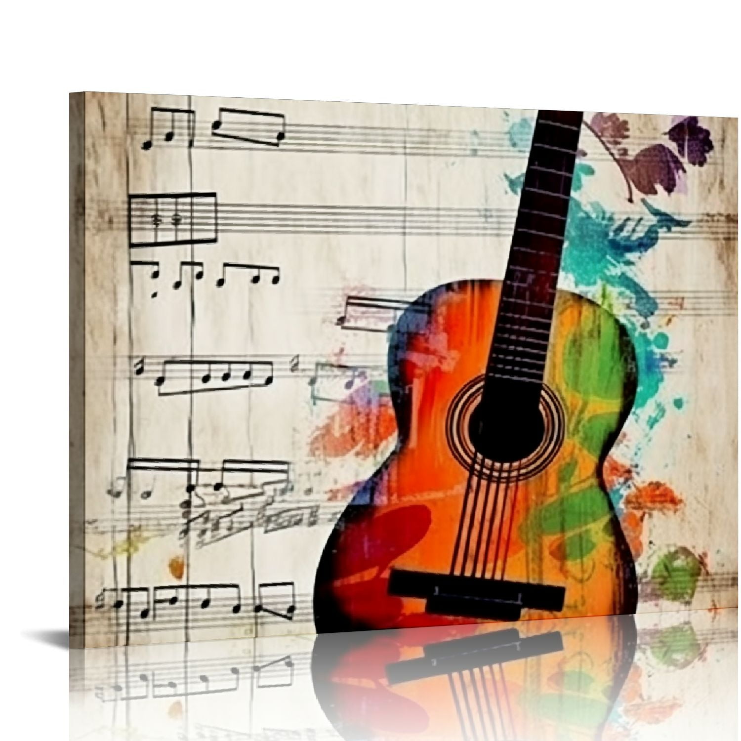 Nawypu Music Canvas Wall Art Guitar Piano Phonograph and Drum Set