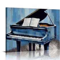 Nawypu  Music Instrument Canvas Wall Art, Piano Guitar Drum Set Painting, Retro Abstract Music Artwork for Music Studio Living Room Wall Decoration, Ready to Hang Size