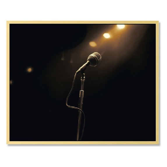 Nawypu Music Posters Microphone on Stage Minimalist Black and White Decorative Poster Wall Art Paintings Canvas Wall Decor Home Decor Living Room Decor Aesthetic