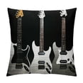 thumbnail image 1 of Nawypu  Music Throw Pillow Cushion Cover, Black and White Electrical Guitars in 4 6 String Instruments, Decorative Square Accent Pillow Case, White and Black, 1 of 5