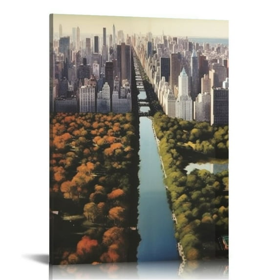 Nawypu NYC Central Park Landscape Poster Wall Art Canvas Print Poster Home Bathroom Bedroom Office Living Room Decor Canvas Poster 16x20 inch
