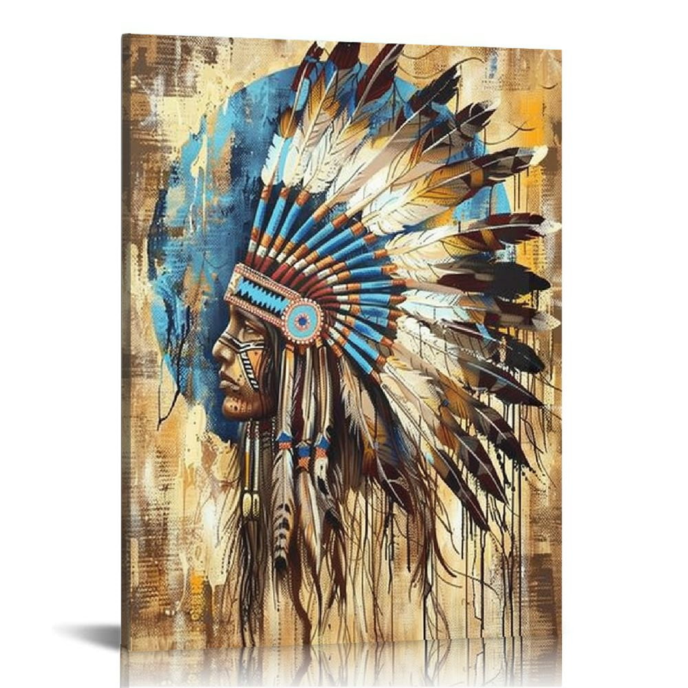 Native Chief, 2024 Native American, Indian Wall Art, Home Decor, Painting