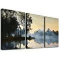 thumbnail image 1 of Nawypu  Nature Landscape Canvas Wall Art: Modern Lake Scenery Artwork Sunset Scene Print Scenic Wilderness Picture Painting for Living Room Bedroom Home Office Decor 12''x16''X3 Panels, 1 of 4