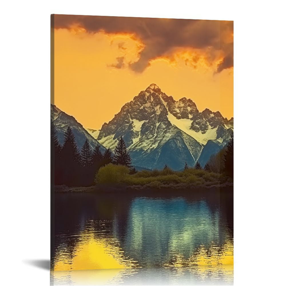 Nawypu Nature Mountain Canvas Wall Art Sunset Sunflower Scenery ...