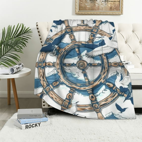 Nawypu Nautical Anchor Blanket Soft Flannel Lightweight Birthday Gifts Blankets Cozy Warm Cute Throw Blanket Living Rooms Sofa Decor Blanket All Seasons