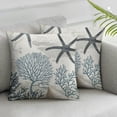 thumbnail image 1 of Nawypu  Nautical Coastal Throw Pillow Covers Beach Themed Ocean Seashell Coral Starfish Couch Decorative Pillow Cases Outdoor Sofa Cushion Cover for Bedroom Living Room, Blue,Set of 2, 1 of 6