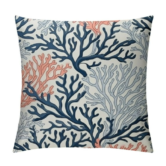 Nawypu Nautical Coastal Throw Pillow Covers Decorative Outdoor Pillow Covers Waterproof Fabric Ocean Themed Beach Coral Print Pillowcases for Bedroom Living Room Patio Couch