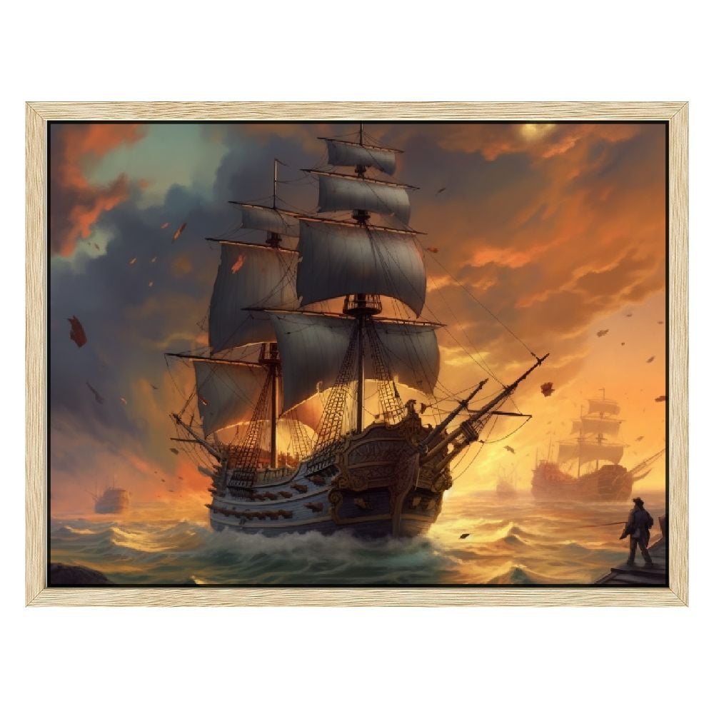 Nawypu Nautical Decor Pirate Ship Wall Art Sailboat Seascape Posters