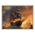 thumbnail image 1 of Nawypu Nautical Decor Pirate Ship Wall Art Sailboat Seascape Posters Canvas Prints for Boys Fantasy Vintage Sea Boat Painting Bedroom Home Decorations Modern Artwork Wooden Framed Viking Ship Art, 1 of 4