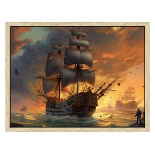Pirate Ship Fabric, Wallpaper and Home Decor
