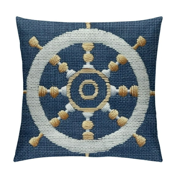 Nawypu Nautical Rudder Anchor Throw Pillow Covers Denim Texture Navy Blue Decorative Pillows Case Outdoor Cushion Covers for Couch Sofa Bed Home Decor
