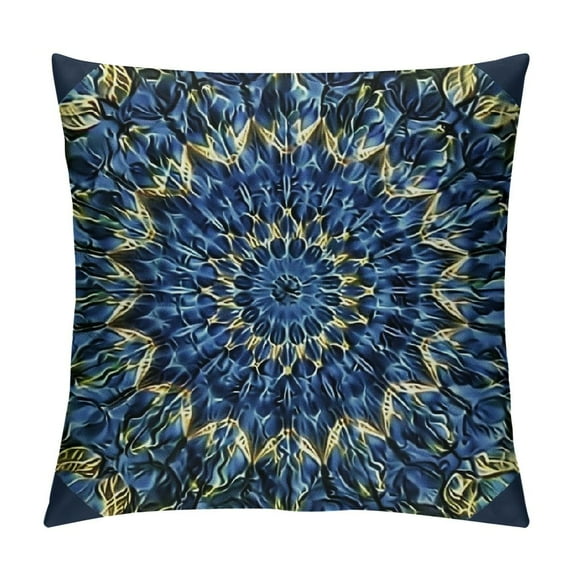 Nawypu Navy Blue and Gold Pillow Covers  Summer Flower Leaves Print Decorative Throw Pillow Cases Outdoor Farmhouse Decoration for Sofa Couch Bed