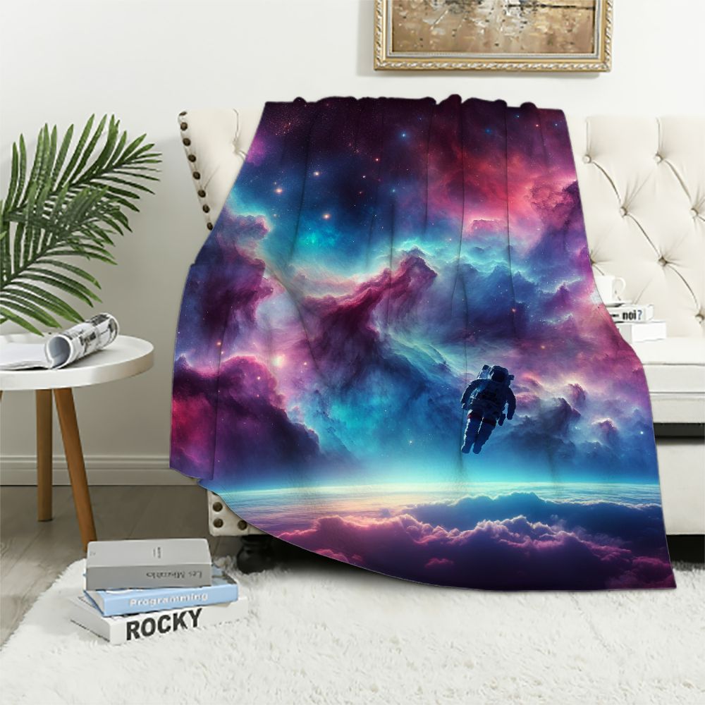 Galaxy Red Stardust Space Print Throw Blanket