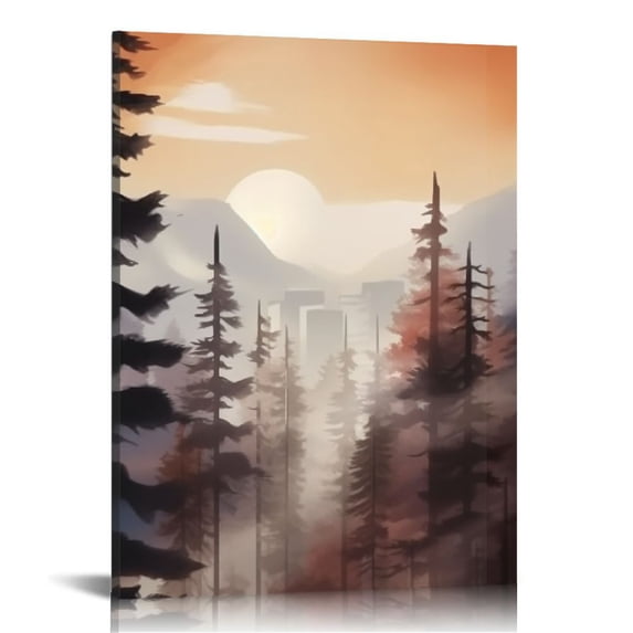 Nawypu Neutral Mountain Wall Art Decor Forest Canvas Wall Art Poster Landscape Wall Art Artwork Modern Pictures Abstract Painting Watercolor Prints for Living Room Bedroom