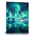 thumbnail image 1 of Nawypu  Northern Lights Wall Art  Pieces Green Aurora Forests Canvas Prints Aurora Borealis Artworks Paintings Home Decor Frame, 1 of 5