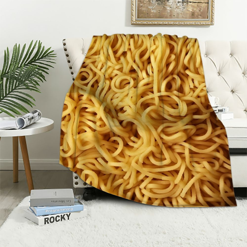 Nawypu Novelty Instant Noodles Blanket, Funny Realistic Food Throw Blankets Ramen Texture Print