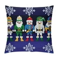 thumbnail image 1 of Nawypu  Nutcracker Throw Pillow Cushion Cover, Colorful Retro Style Pattern with Xmas and Scandinavian Motifs, Decorative Rectangle Accent Pillow Case, Indigo White, 1 of 5