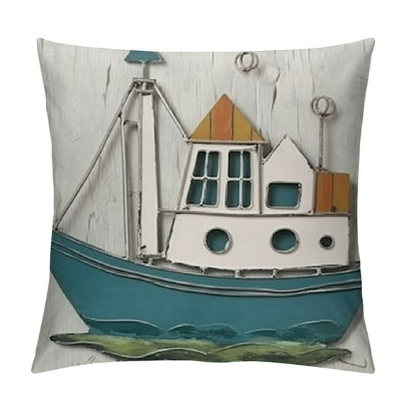 Nawypu Ocean Beach Pillow Covers Nautical Summer Sea Theme Cushion Covers Starfish Lighthouse Sailboat Anchor Sea Shell Coastal Throw Pillow Cases for Home Bed Decoration