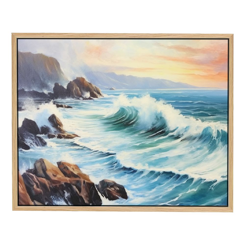 Nawypu Ocean Canvas Wall Art: Beach Wall Art Wave Sunset Painting ...