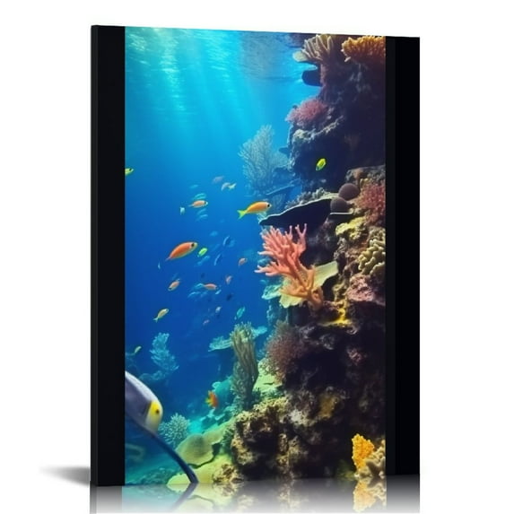 Nawypu Ocean Fish Picture for Living Room Underwater World Painting Coral Reef Artwork Undersea Sea Life Wall Art 5 Piece Print on Canvas Giclee Aquarium Home Modern Decor Framed