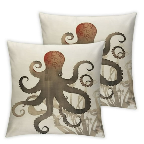 Nawypu Ocean Park Theme Decorative Throw Pillow Covers Marine Animal Starfish Coral Conch Octopus Vintage Coastal Beach Sea Animals Decor Cushion Cases for Home Couch Sofa  20x20in