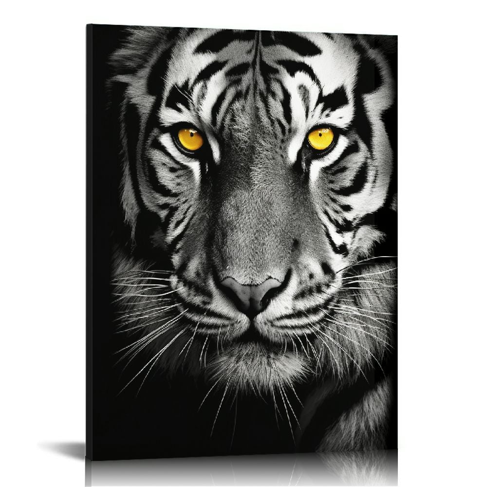 Nawypu Office Wildlife Canvas Wall Art Black and White Tiger Portrait
