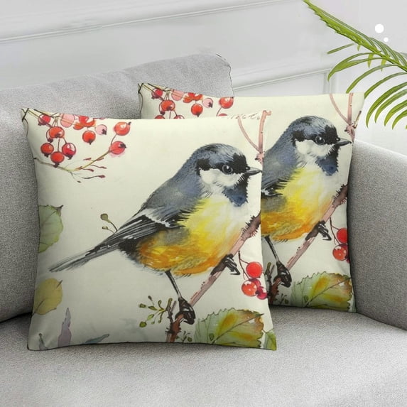 Nawypu Oil Painting Flowers and Birds Pillow Covers , Cushion Case Outdoor Sofa Throw Pillows Cover for Couch Living Room Bed Indoors Home Decor White