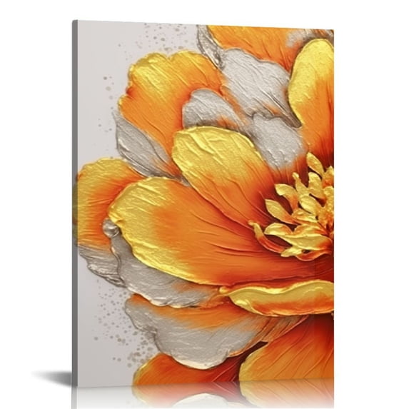 Nawypu   Orange and Gold Flowers Painting Canvas Wall Art Decor Giclee Prints Rustic Beautiful Floral Picture Poster Contemporary Artwork for Modern Bedroom Decoration (Orange)