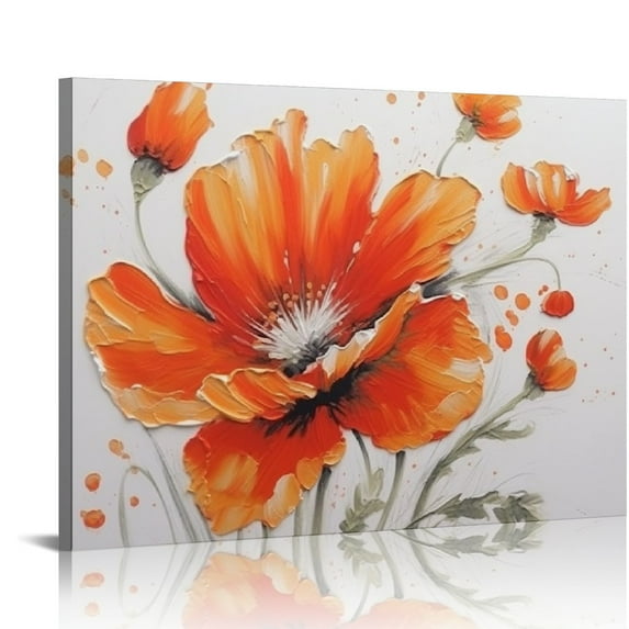 Nawypu - Orange Poppies, Flower Canvas Wall Art Home Decor,Framed Ready to Hang