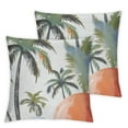 thumbnail image 1 of Nawypu  Orange Sunset Print Throw 2pcs Pillow Cover,Watercolor Tropical Plant Double Sides Print Cushion Cover for Bed Sofa,Coconut Tree Palm Leaves Square Couch Pillow Cover,Single, 1 of 6