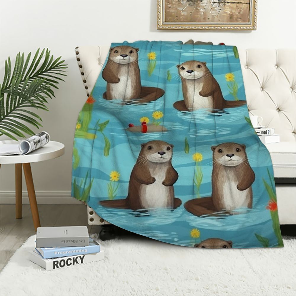 Nawypu Otter Blanket Cute Blanket for Bed Sofa,Otter Plush Blanket ...