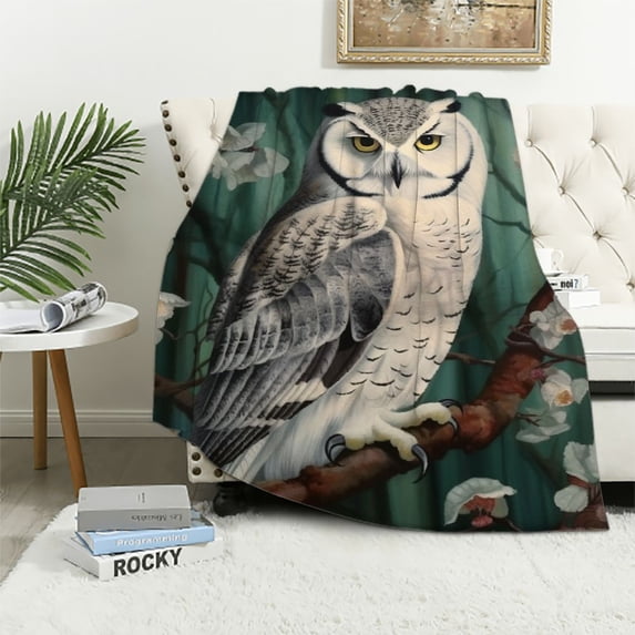 Nawypu Owl Blanket Forest Owl Decor Throw Blanket Owl Blanket Gifts for Girls Boys Owl Lovers Winter Super Warm Soft Plush Lightweight Flannel Sofa Bedding Blanket for Kids Adults Men Women