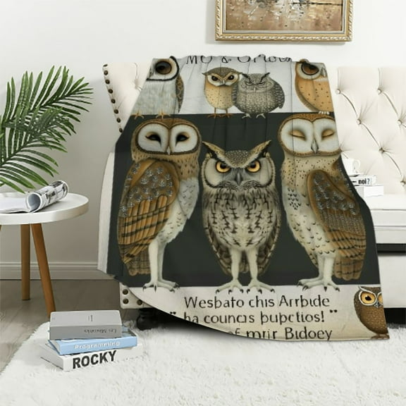 Nawypu Owl Blanket Super Soft Warm Owl Throw Blanket Cozy Fluffy Owls Lightweight Flannel Gifts Blankets for Kids Adults