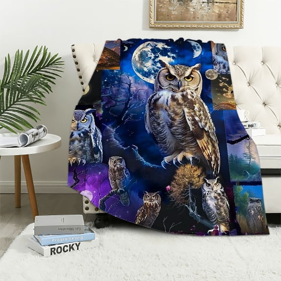 Nawypu Owl Gifts for Women,Owl Blanket,Owl Gifts for Owl Lovers,Owl Throw Blanket for Couch Sofa Bed Living Dorm Room Home Decor Just a Girl Who Loves Owls Blanket
