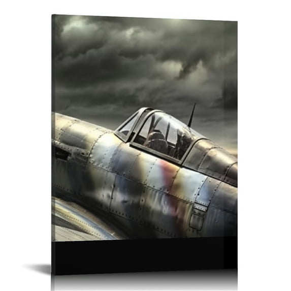 Nawypu P-51 Mustang World War II Fighter Bomber Canvas Prints Wall Art Military Aircraft Airplane Pictures Frame Wall Decor Home Office Bedroom Decorations 16x20in