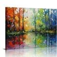 thumbnail image 1 of Nawypu  Painted Palette Knife Painting Modern Abstract Wall Art Hanging Lake Scenery Landscape Canvas Picture Framed, 1 of 4