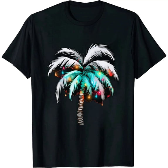 Nawypu Palm Tree With Christmas Lights Tropical Christmas T-Shirt